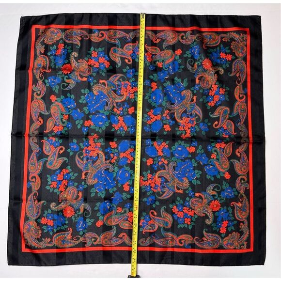 Large Square Head Scarf Accessory Black Stripe Polka Dot Red Blue Paisley Floral - Picture 4 of 8